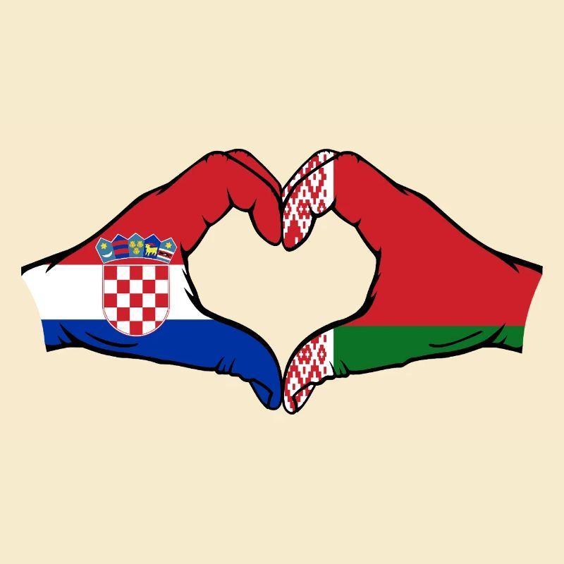 Croatia Belarus Flag Hands Heart Shape