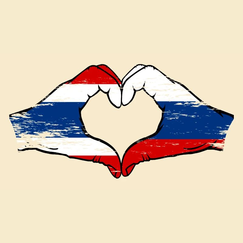 Thaïlande Russie Drapeau Mains Coeur Forme Utilisé
