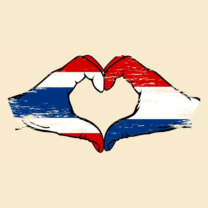 Thaïlande Hollande Drapeau Mains Coeur Forme Utilisé