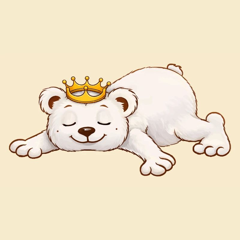 Ours endormi avec couronne – Motif d’animal mignon