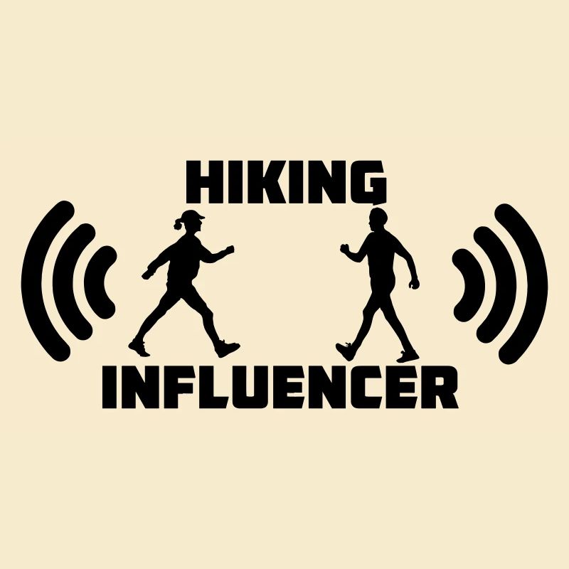 Marcher avec le texte Logo de l’influenceur de randonnée