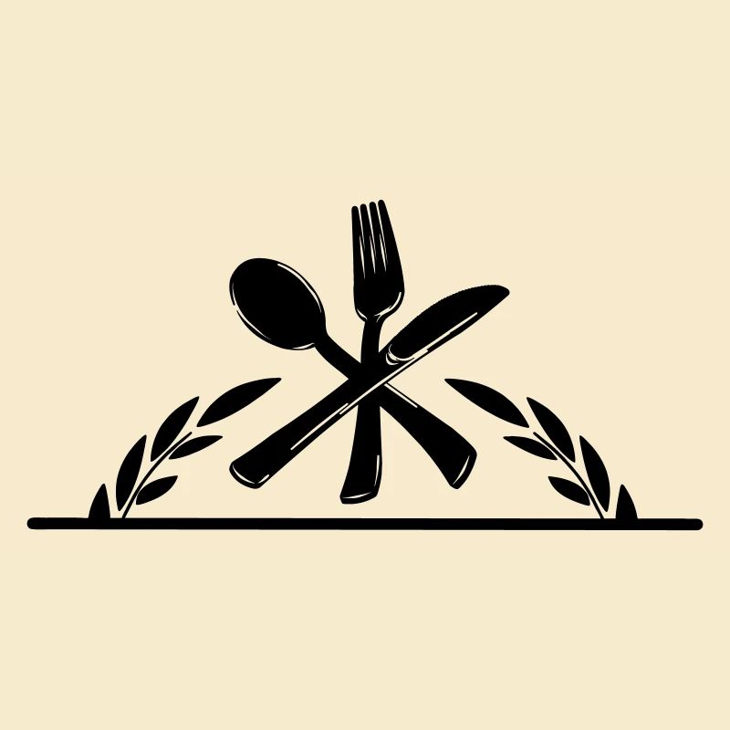 Besteckmenü-Logo mit halbem Lorbeerkranz.