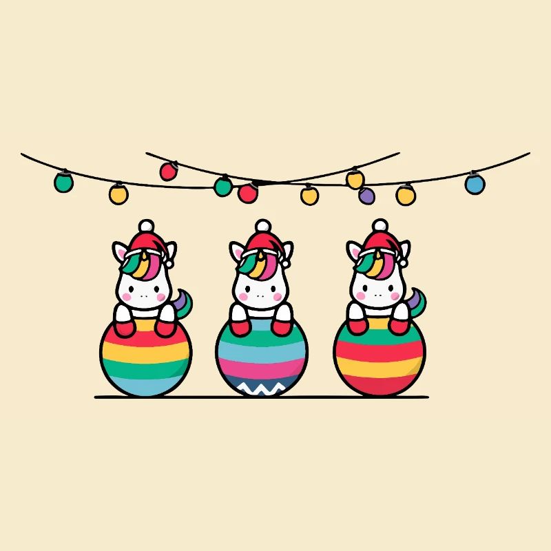 3 Einhörner Weihnachtskugeln Freunde