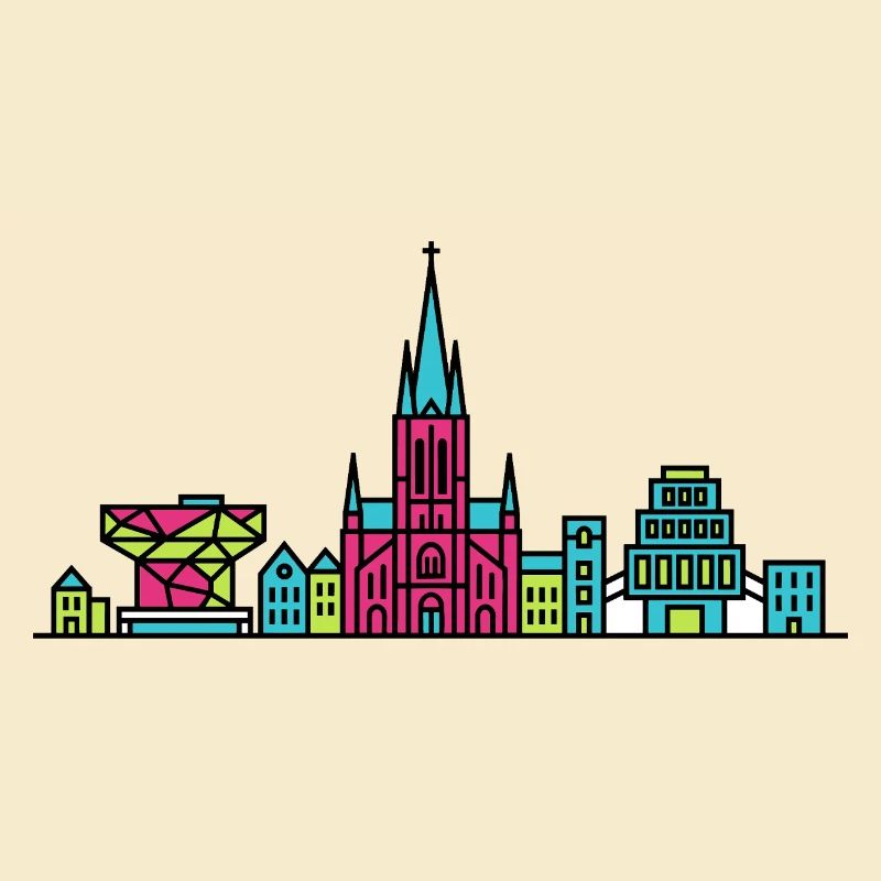 Antwerpener Stadtskyline-Kathedrale Moderne Linienkunst