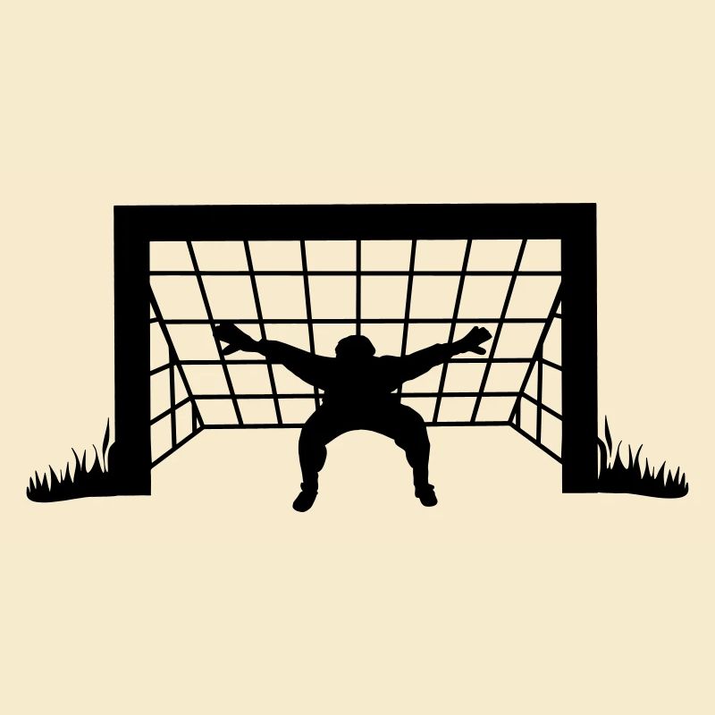 Goalkeeper with hands wide transparent shadow figure