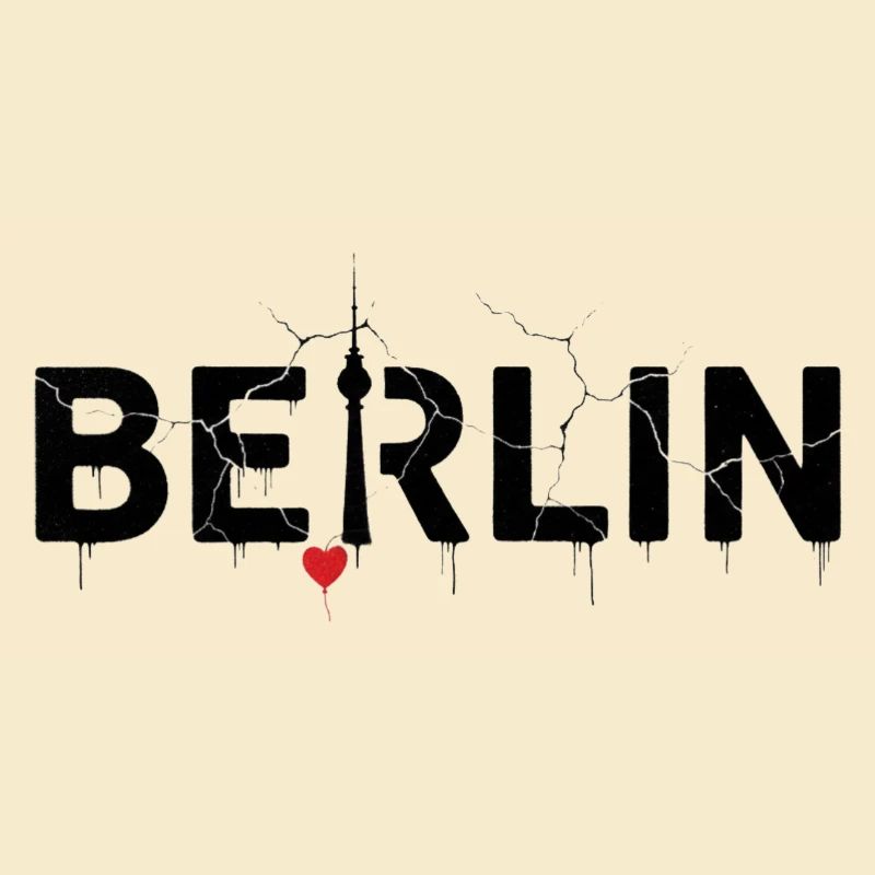Berlin skyline with lightning and heart