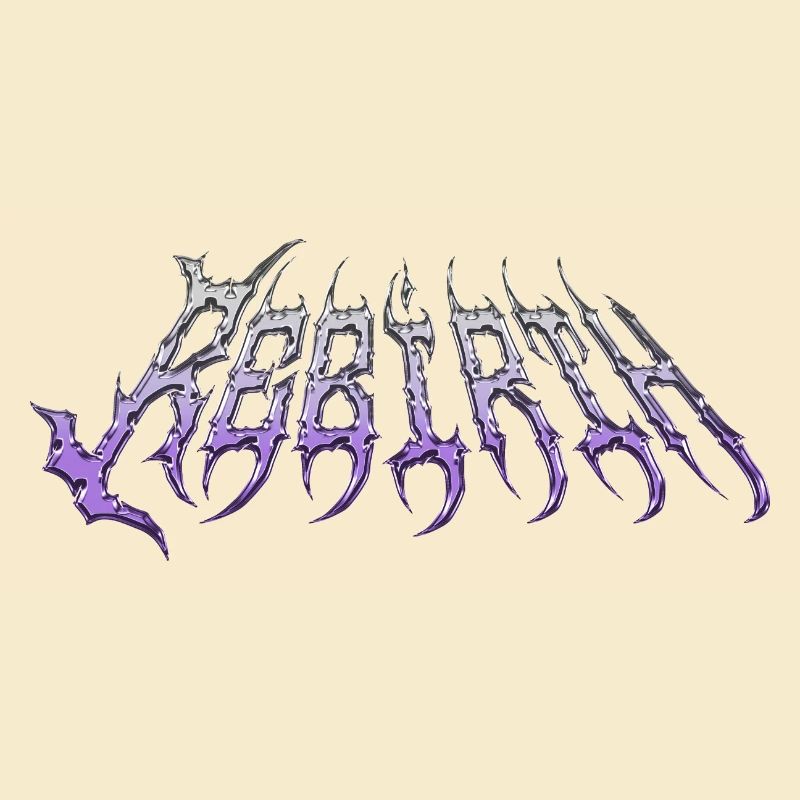 Rebirth - cold metal chrome text