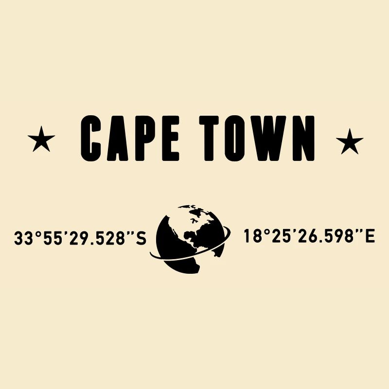 Cape Town Coordinates Black Typography
