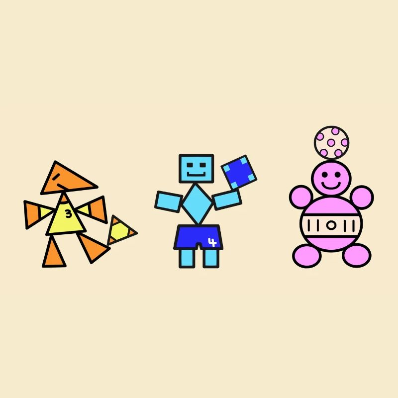 Geometric Playful Robots and Bear 