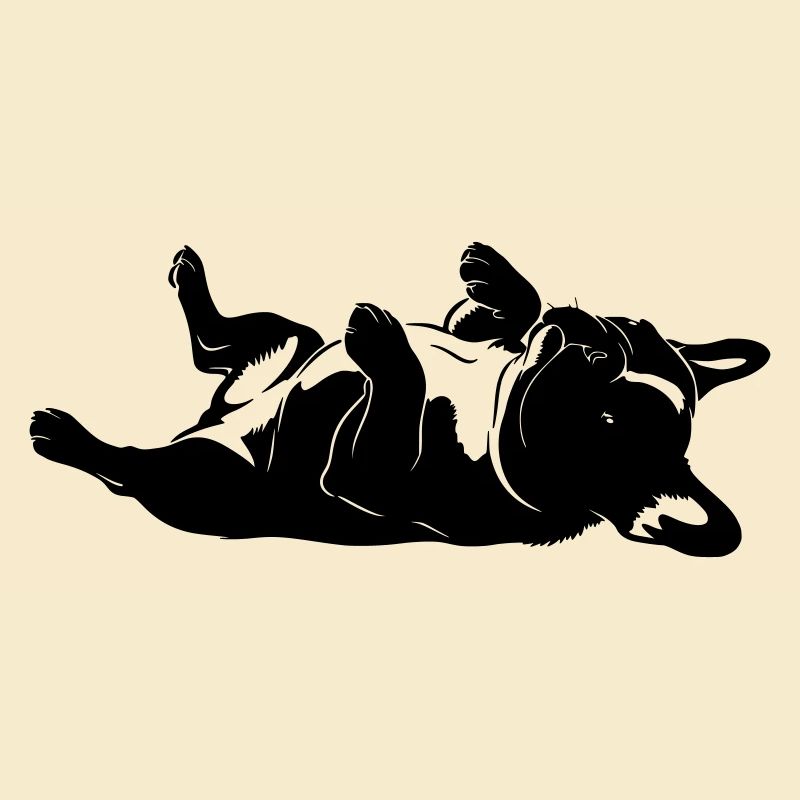 Lying dog on its back