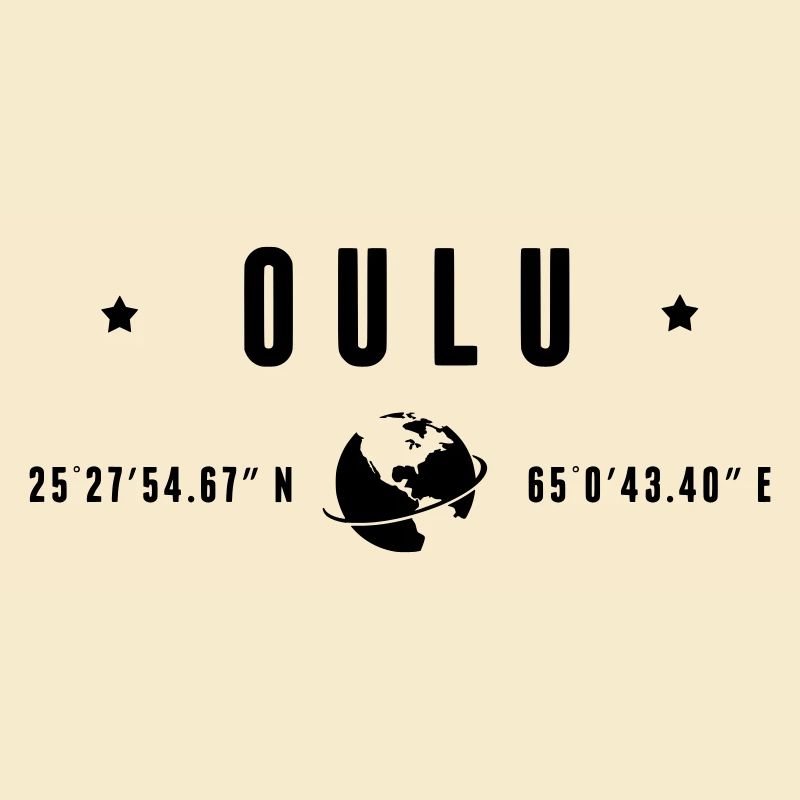 Oulu Coordonnées GPS Typographie Noire
