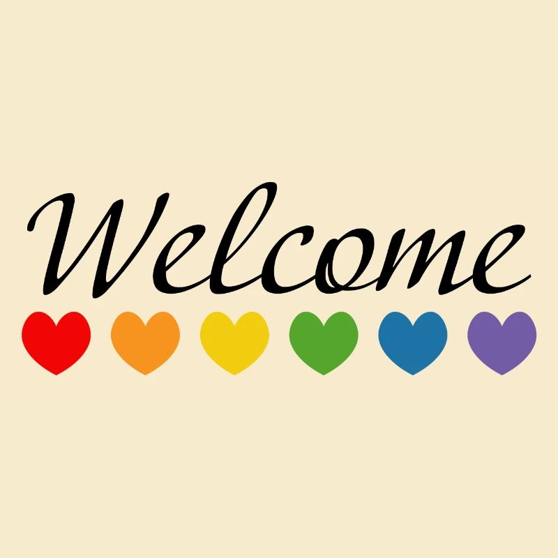Regenbogenherzchen Welcome schwarz