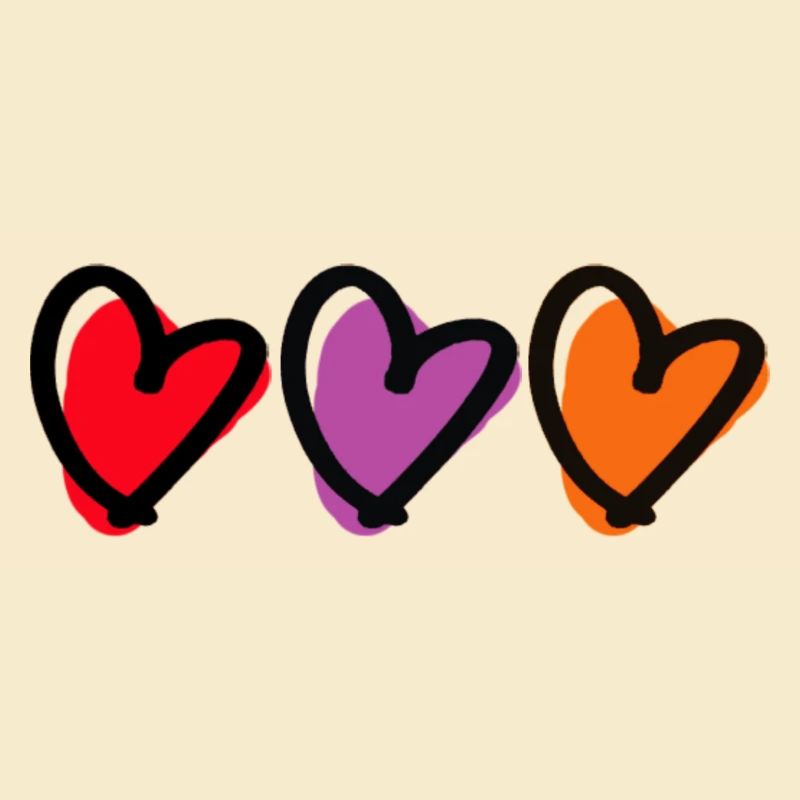 Triple Heart Sketch Design