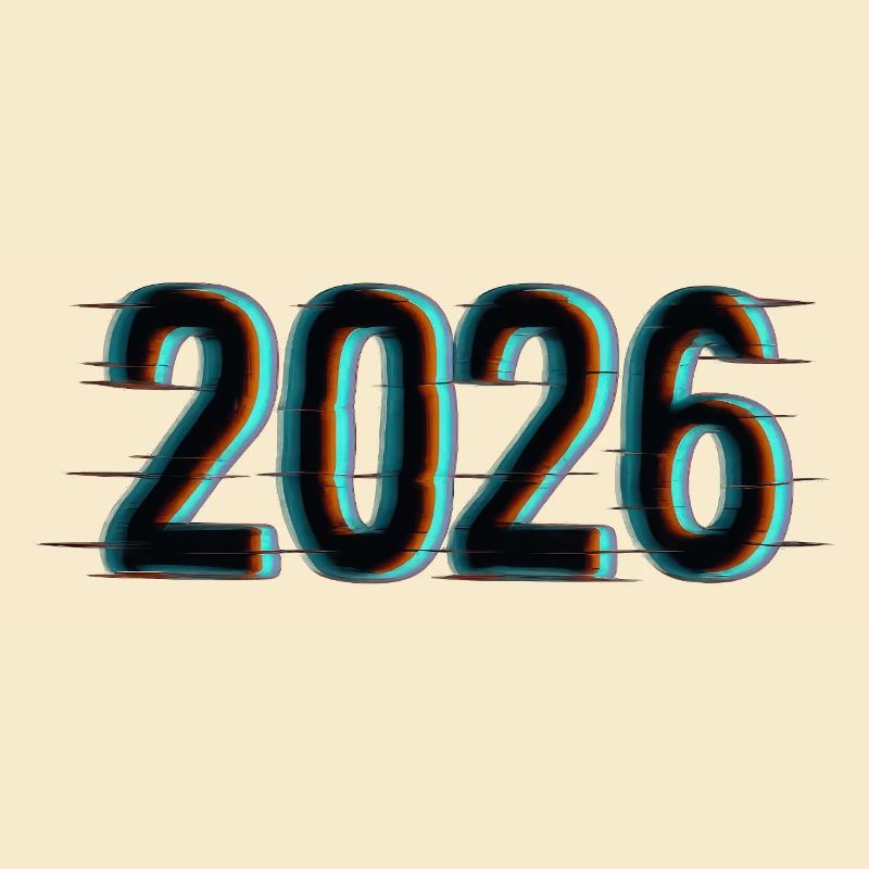 Futuristic Year 2026 Design with Neon Effect