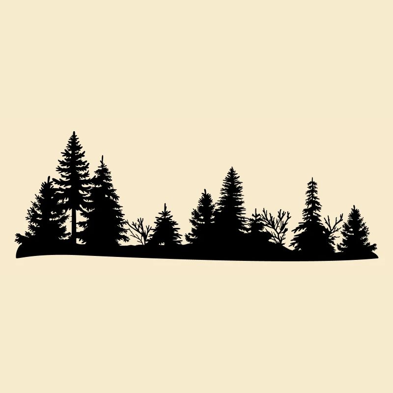 Schwarze Silhouette eines Waldes