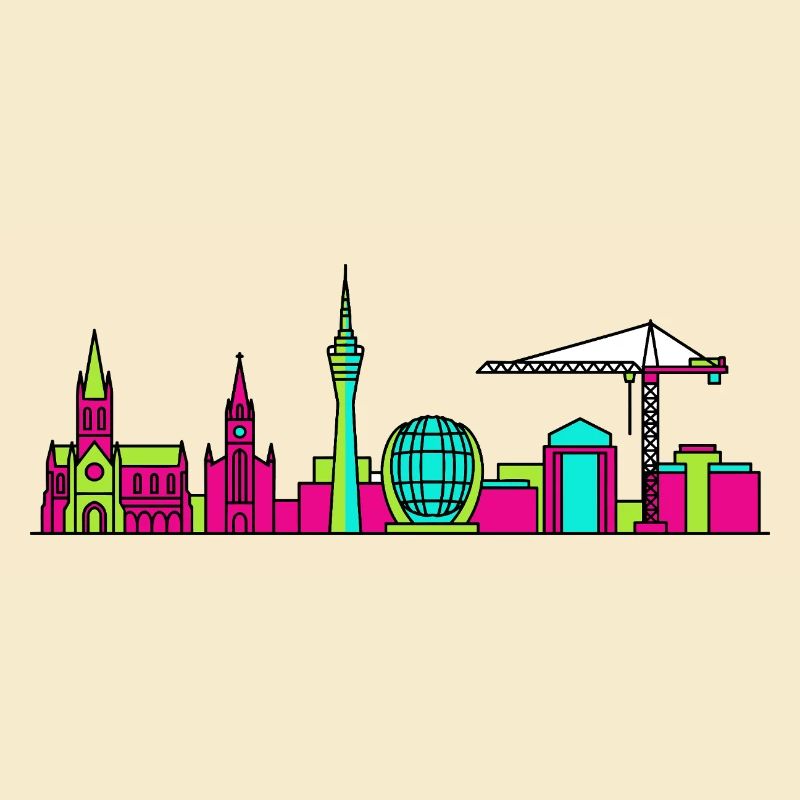 Glasgow City Skyline Clyde Arc Modern Line Art