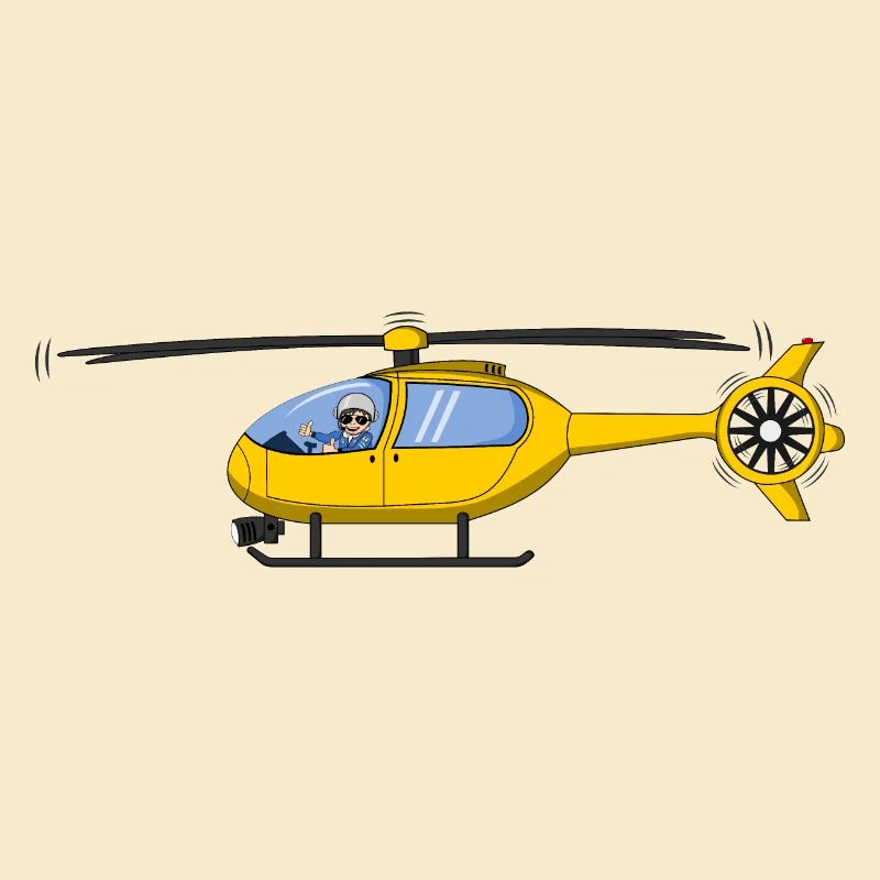 Pilot and helicopter yellow