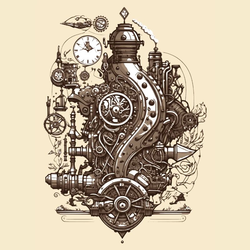 Steampunk Technik Dampfmaschine mit Zahnrädern