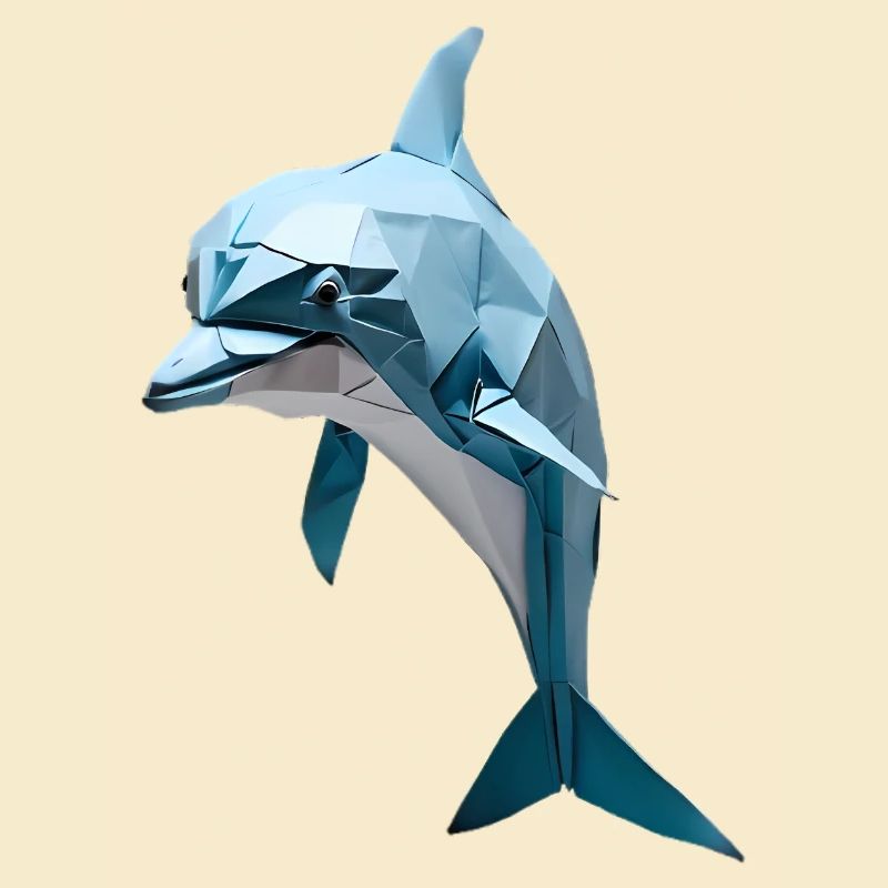 Blauer Low-Poly Delfin