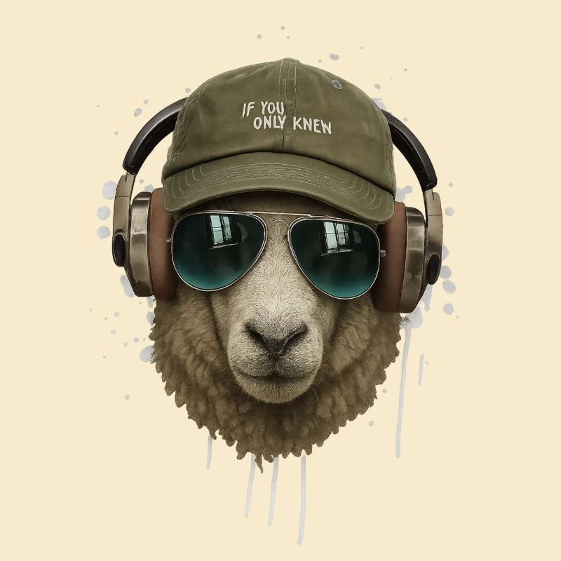 Schaf mit Kopfhörer Retro Stil