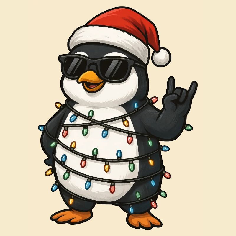Clumsy Penguin Christmas String Lights Chaos Cool