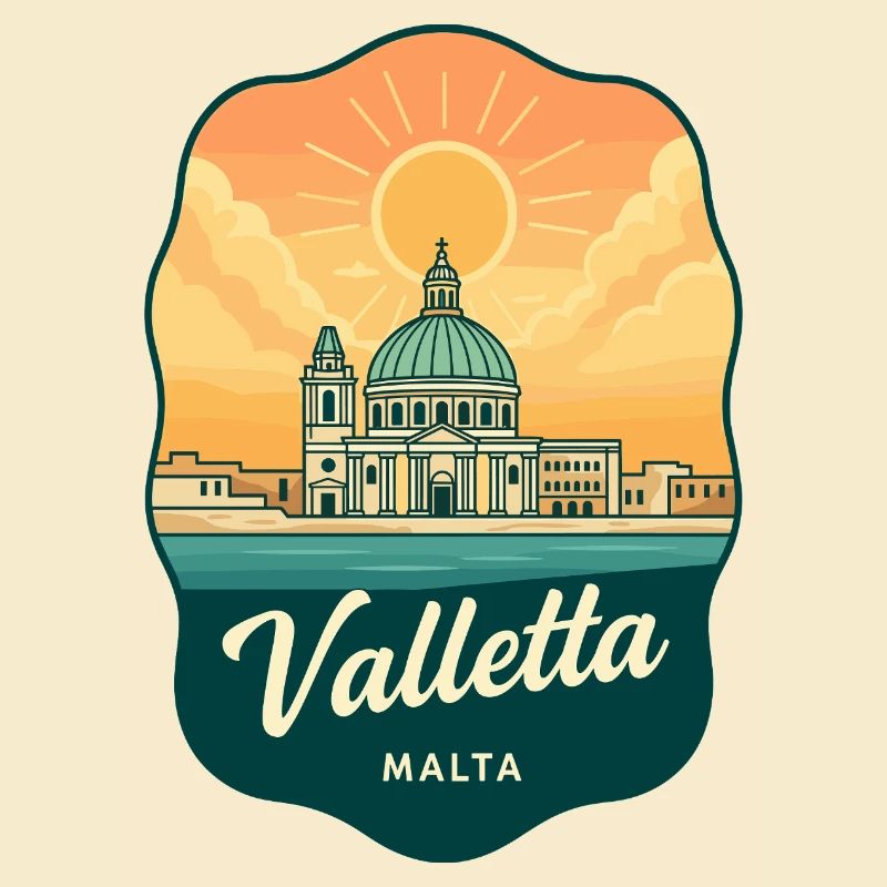 Badge de voyage Retro Sunset de Valletta Malta