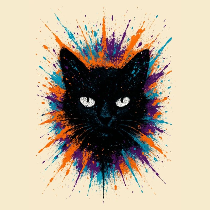 Schwarze Katze Aquarell-Splash-Kunst