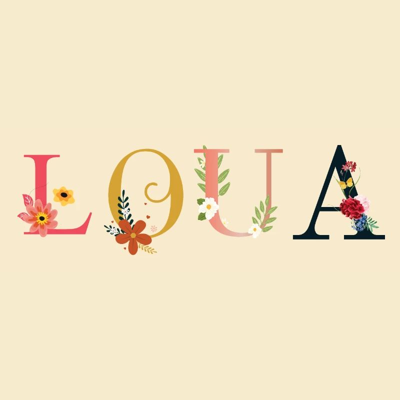 LOUA name decorated with flowers