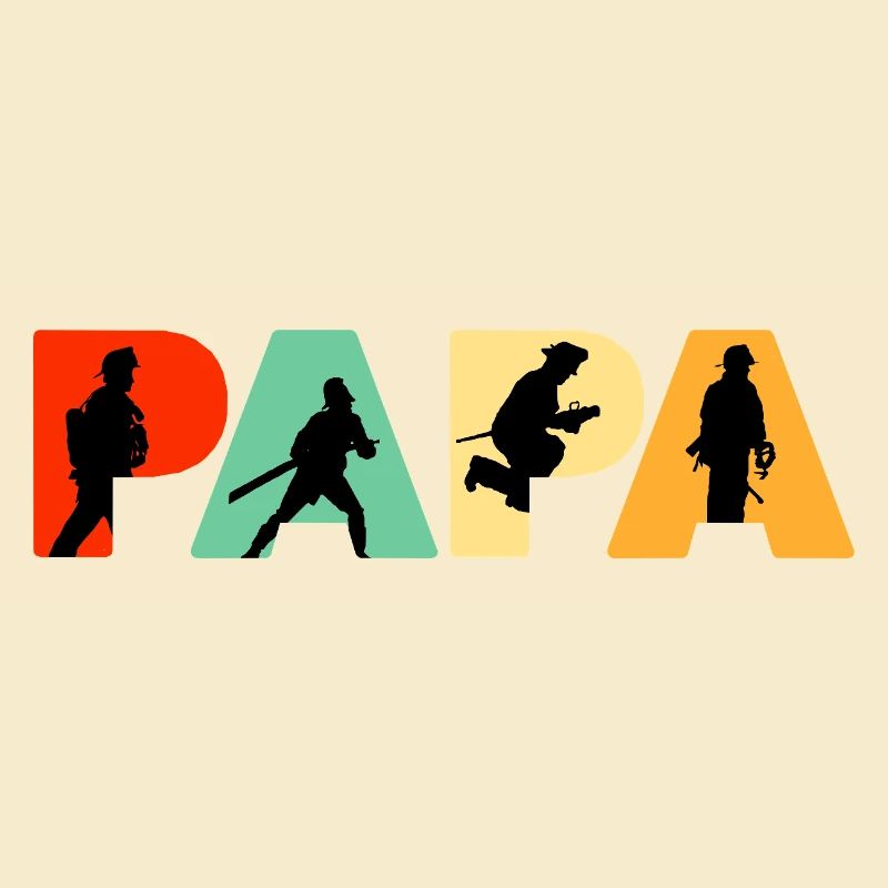 Papa Firefighter Retro Fireman Hero Dad