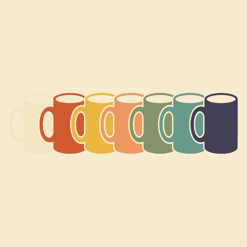 Rangée des tasses arc-en-ciel