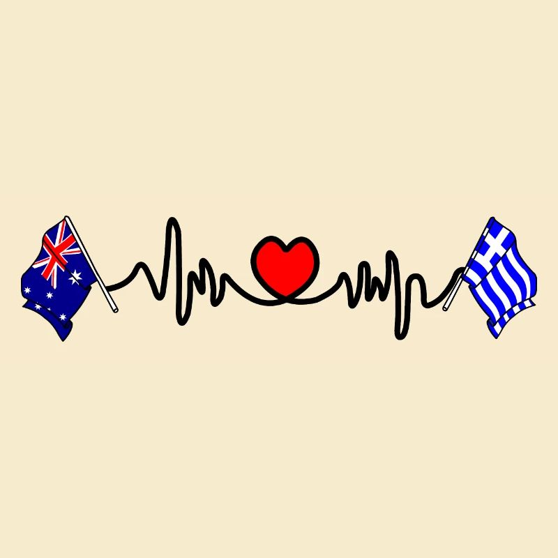 Cardio coeur avec drapeau Australie drapeau Grèce