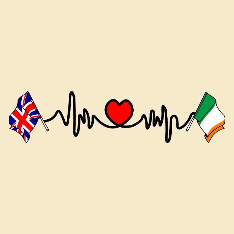 Cardio coeur avec drapeau de l’Angleterre et drapeau de l’Irlande