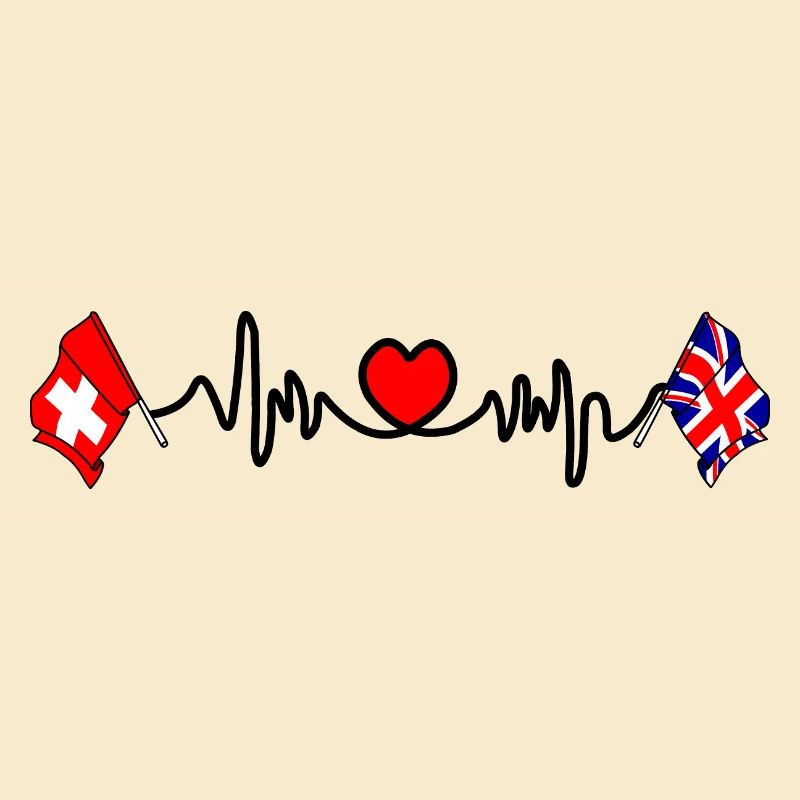 Cardio heart Drapeau Suisse, drapeau Angleterre