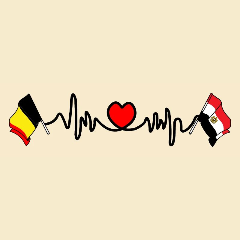 Cardio heart Drapeau Belgique, drapeau Égypte