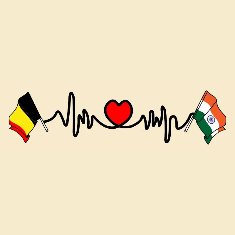 Cardio heart Drapeau Belgique, drapeau Inde