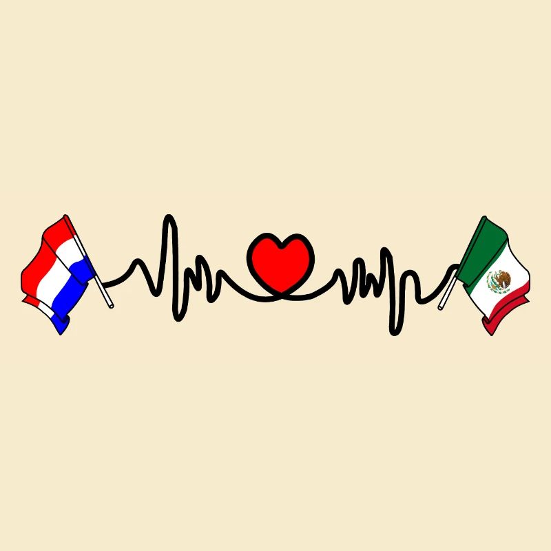 Cardio heart Drapeau Pays-Bas, drapeau Mexique