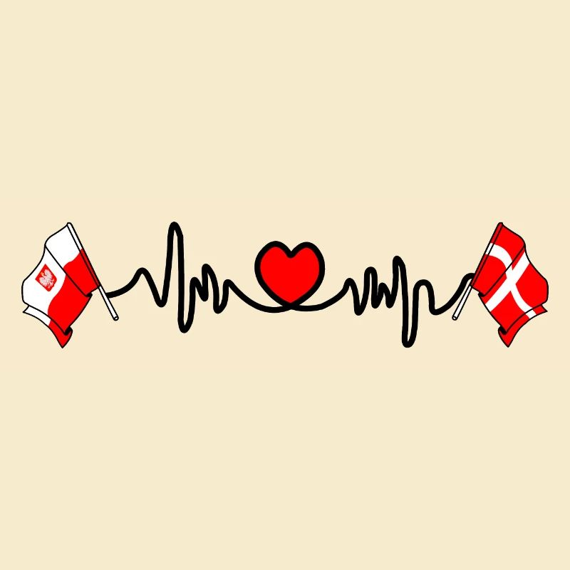 Cardio heart Drapeau Pologne, drapeau Danemark