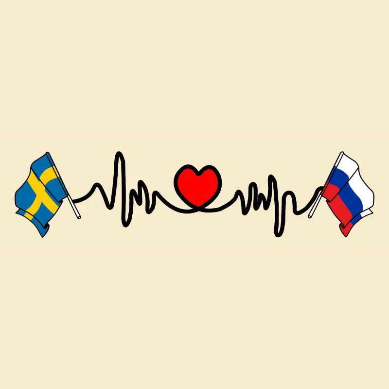 Cardio heart Drapeau Suède, drapeau Russie