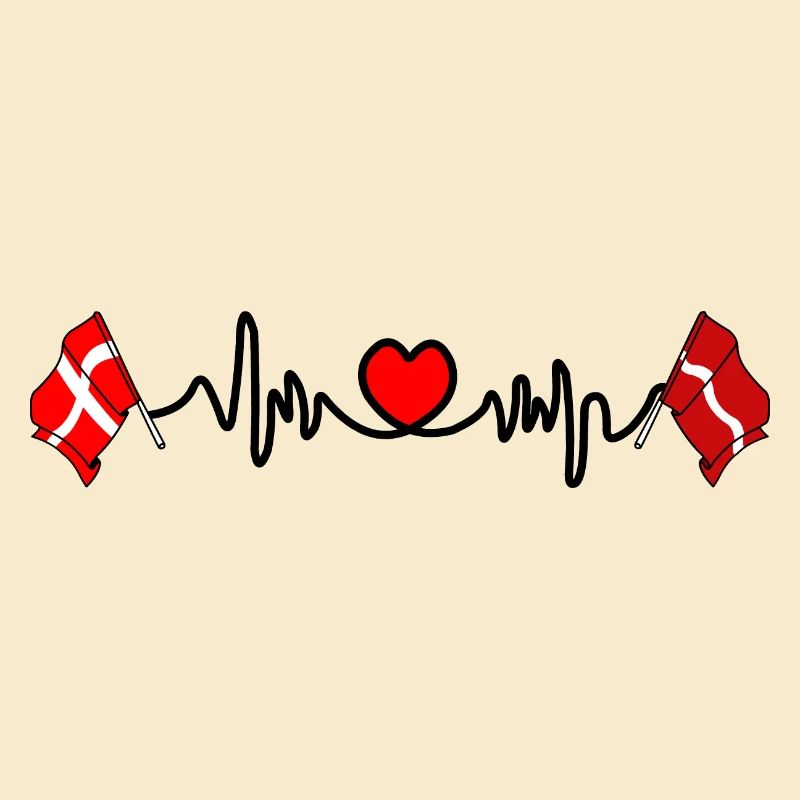 Cardio heart Drapeau Danemark, drapeau Lettonie