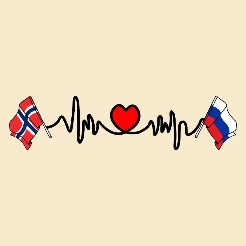 Cardio heart Drapeau Norvège, drapeau Russie