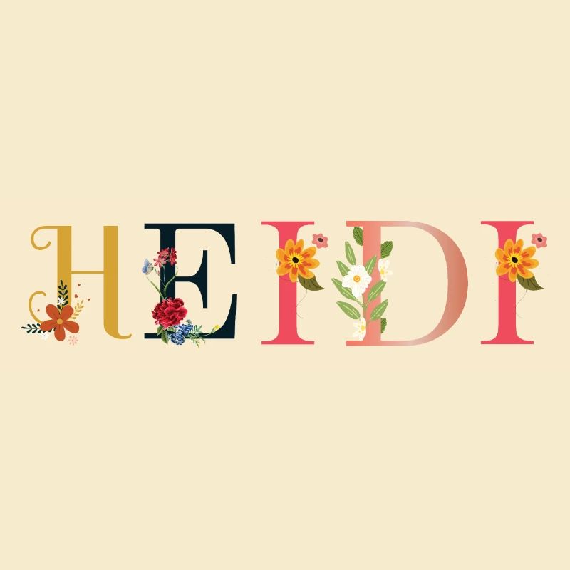 Nom HEIDI décoré de fleurs