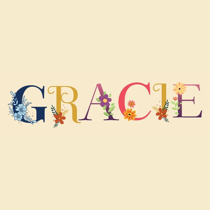 Le nom de GRACIE est décoré de fleurs