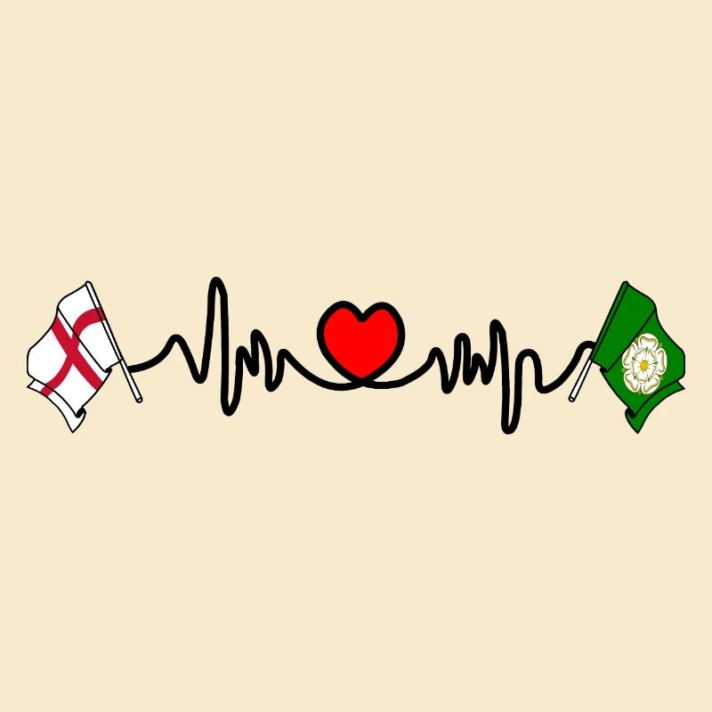 Drapeau du North Yorkshire+ Angleterre avec battement de cœur