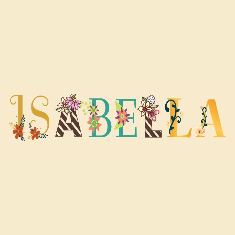 Prénom ISABELLA Art avec fleurs brodées