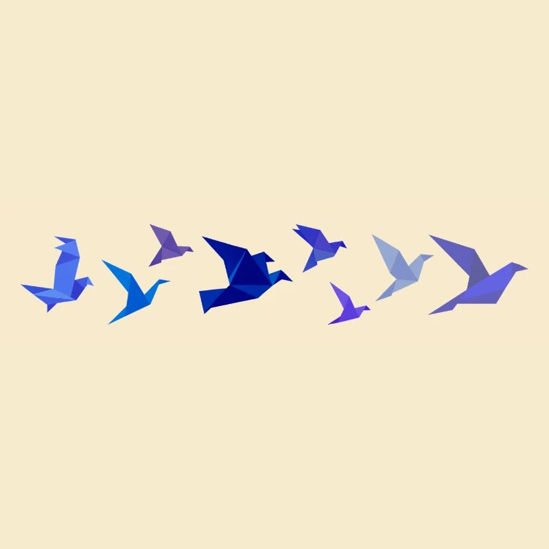 Migration des oiseaux en origami (Bleu)