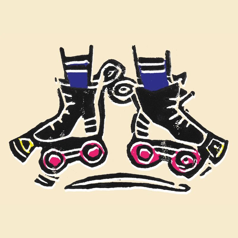 Rollerskates Crabwalk Rollschuhe Bunt Linolschnitt