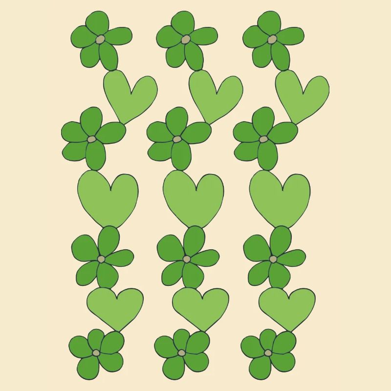 cœurs fleurs vert
