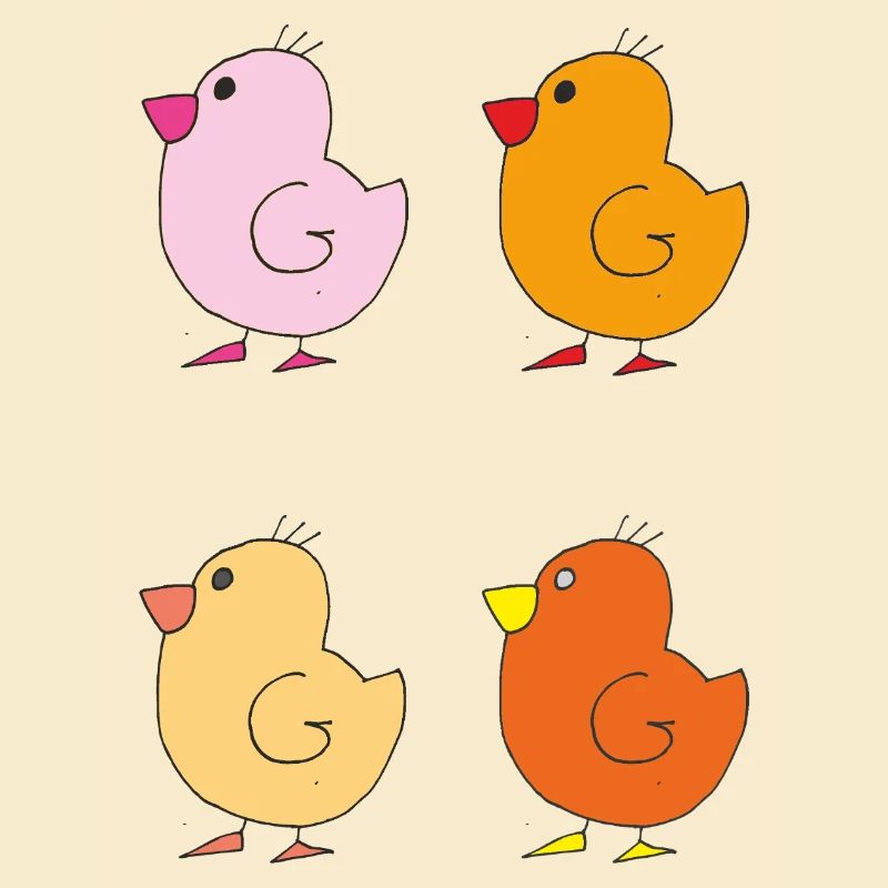 Illustrations colorées de canetons