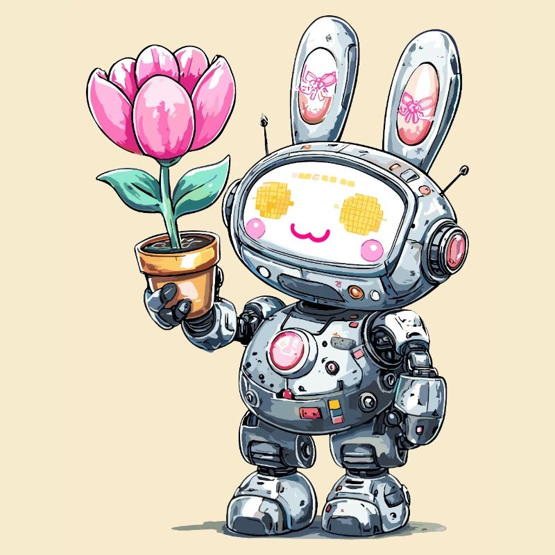 Robo-Lapin avec Fleur