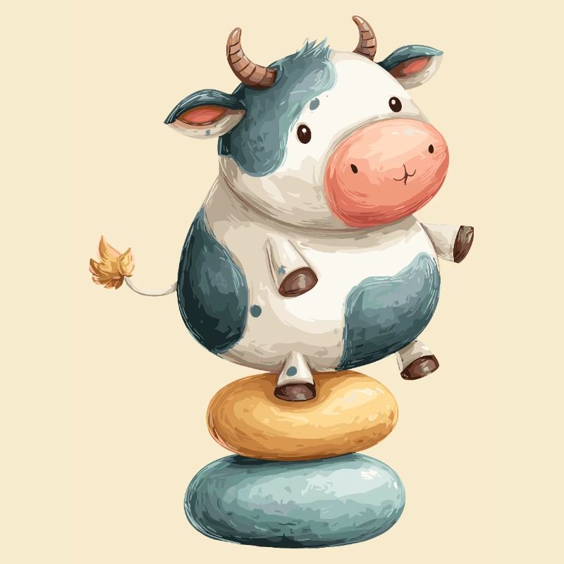 Cow balancing on donuts